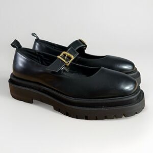 Walk london Dana loafers womens US 8 black leather platform mary jane
